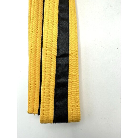 ProForce Double Wrap Solid Karate Martial Arts Belt Yellow/Black Stripe SIZE 2 - Picture 3 of 7